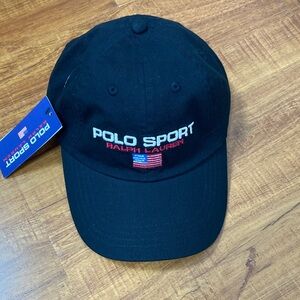 Polo by Ralph Lauren Black Polo Sport Cap with American Flag Embroidery